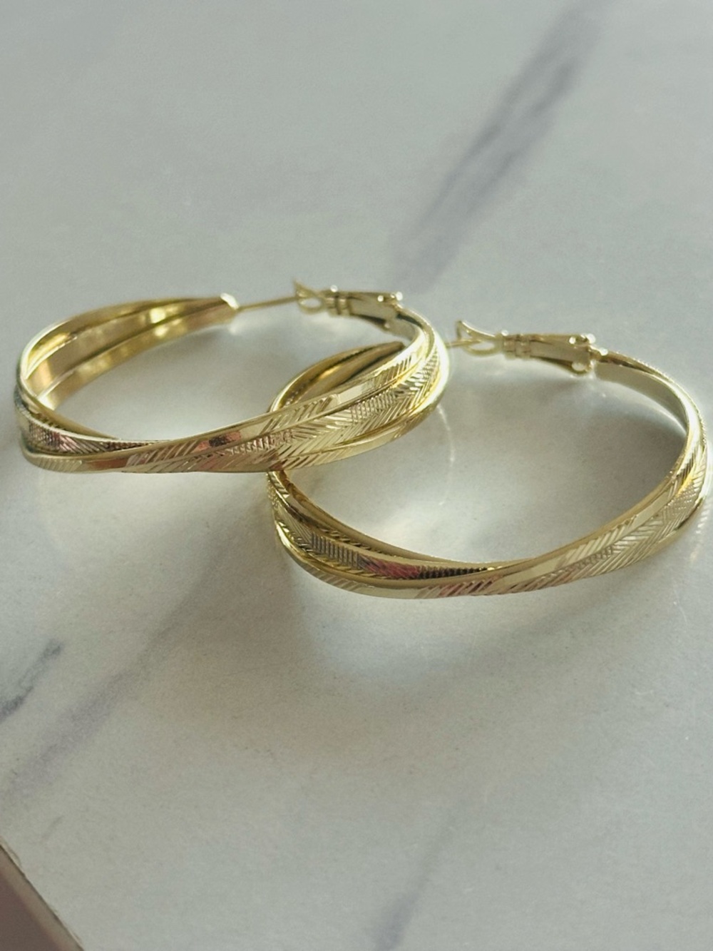 Large Gold Plated Hoop Earrings